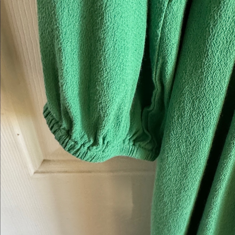 Ann Taylor Emerald Green Textured BOHO lined Shift Dress SZ 4 P - Picture 6 of 8